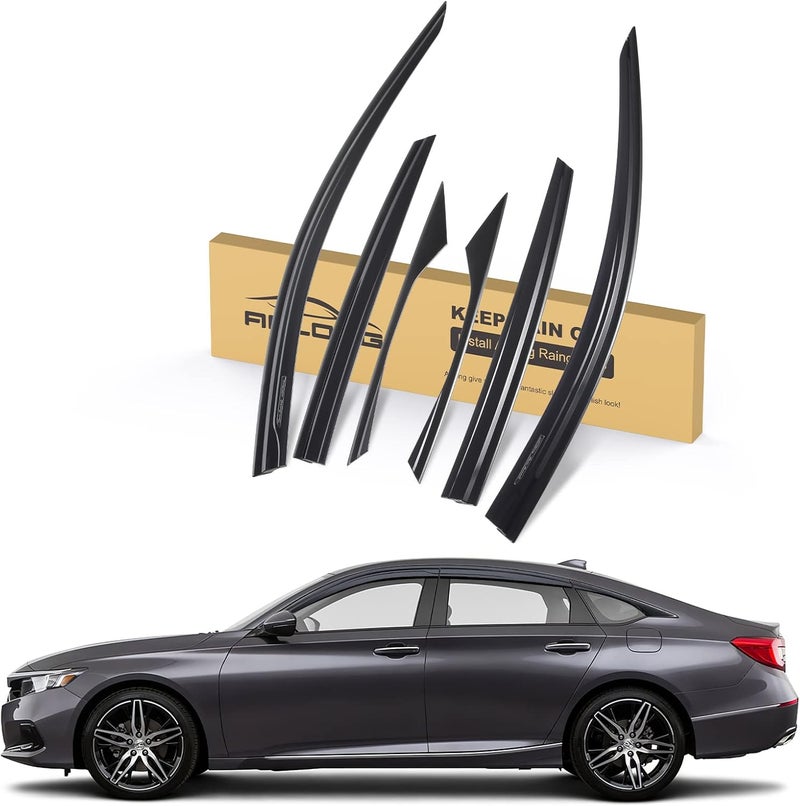 ACLONG Smoke Rain Guards Fit for Honda Accord 2018 2019 2020 2021 2022 Tape-On Side Shatterproof Window Visor, Window Deflectors, 6-Piece Set - Image 1
